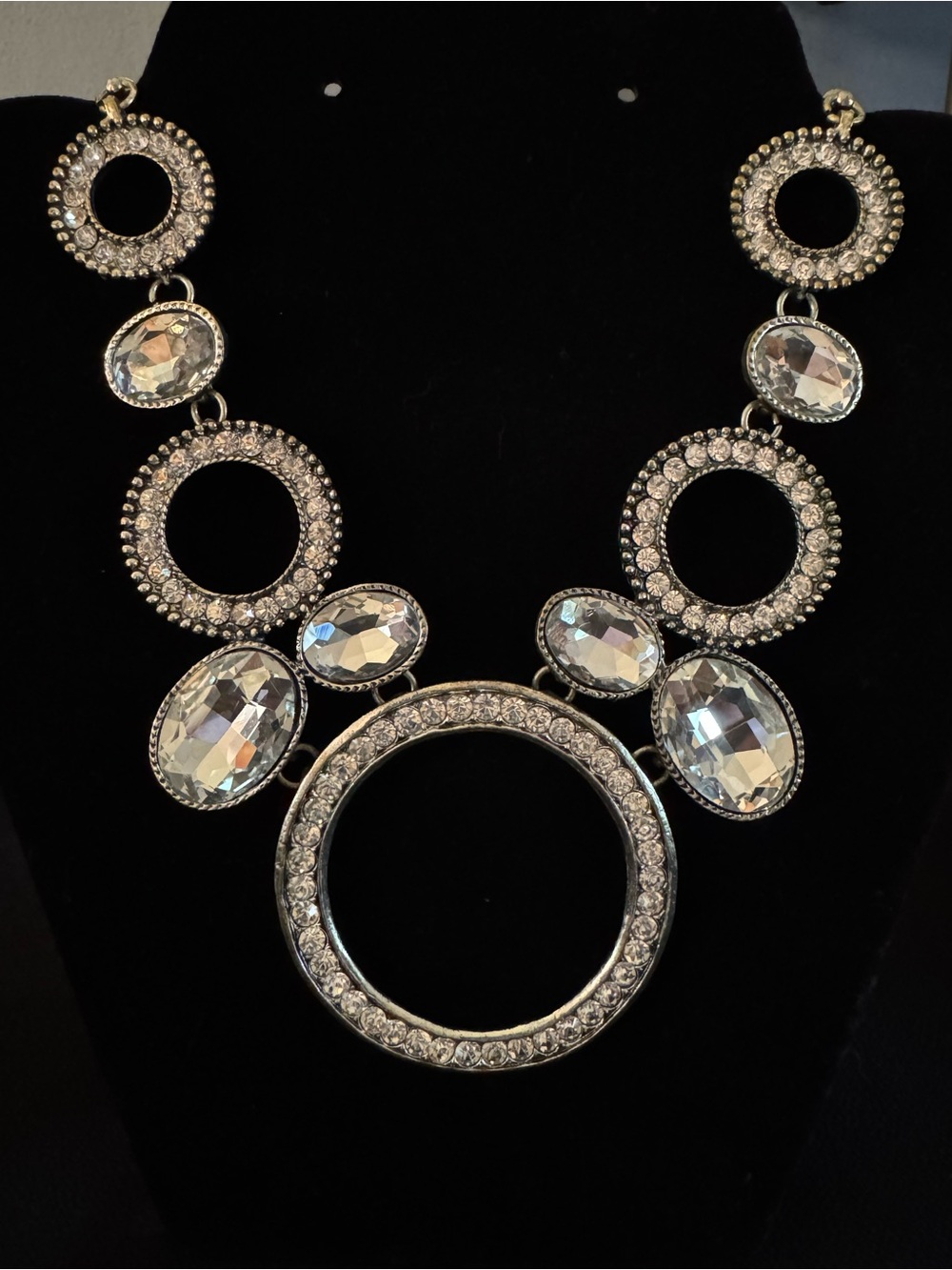 Traci Lynn Rhinestone Maximalist Bib Necklace 22”